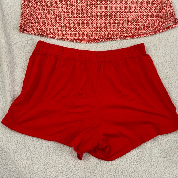 Cacique PJ Pajama Set Cami Top And Short Size 14/16 Red White 100% Cotton Knit - Picture 12 of 15